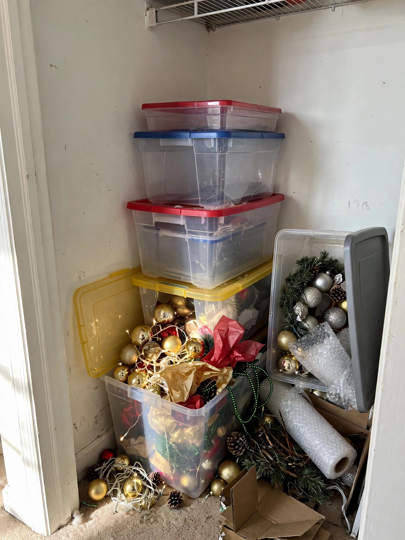 Filled donation bags lined up by the front door, ready to drop off at a charity shop