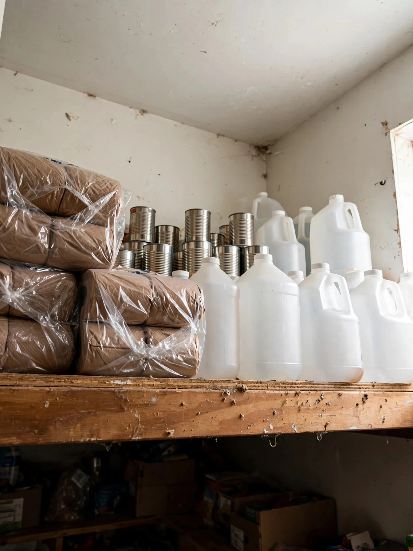 Small pantry organized with clear canisters, baskets and labeled shelves making every inch count